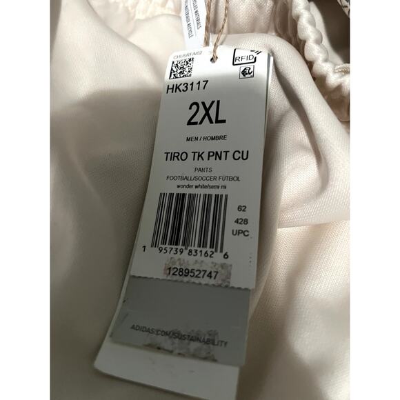 Adidas men 2XL wonder white TIRO soccer pants new with tag - Picture 5 of 5